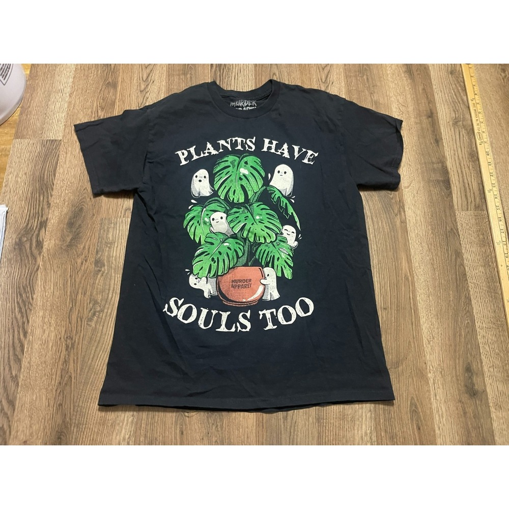 Murder Apparel Shirt Women's Size Medium, Black Green "Plants have souls too"